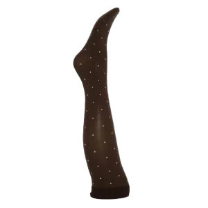 Agnes Knæstrømper - Dark brown w. off white dots