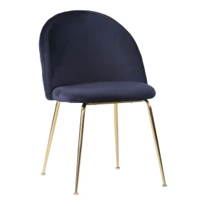 Geneve Spisebordsstol - sæt 2 stk. i blå velour med ben i messing look HN1205