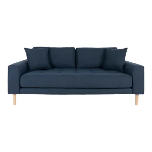 Lido 2,5 Personers Sofa - 2,5 Personers Sofa, Mørkeblå Med To Puder Og Natur Træben, Hn1003 - Erstates Af 1301802