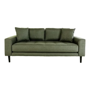 Lido 2,5 Personers Sofa - 2,5 Personers Sofa, Olivengrøn Med To Puder Og Sorte Træben Hn1020