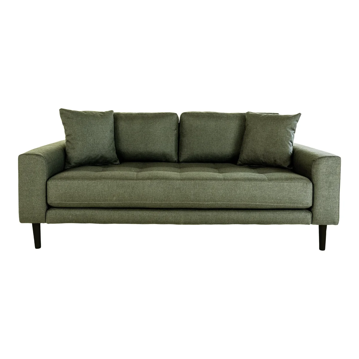 Lido 2,5 Personers Sofa - 2,5 Personers Sofa, Olivengrøn Med To Puder Og Sorte Træben Hn1020