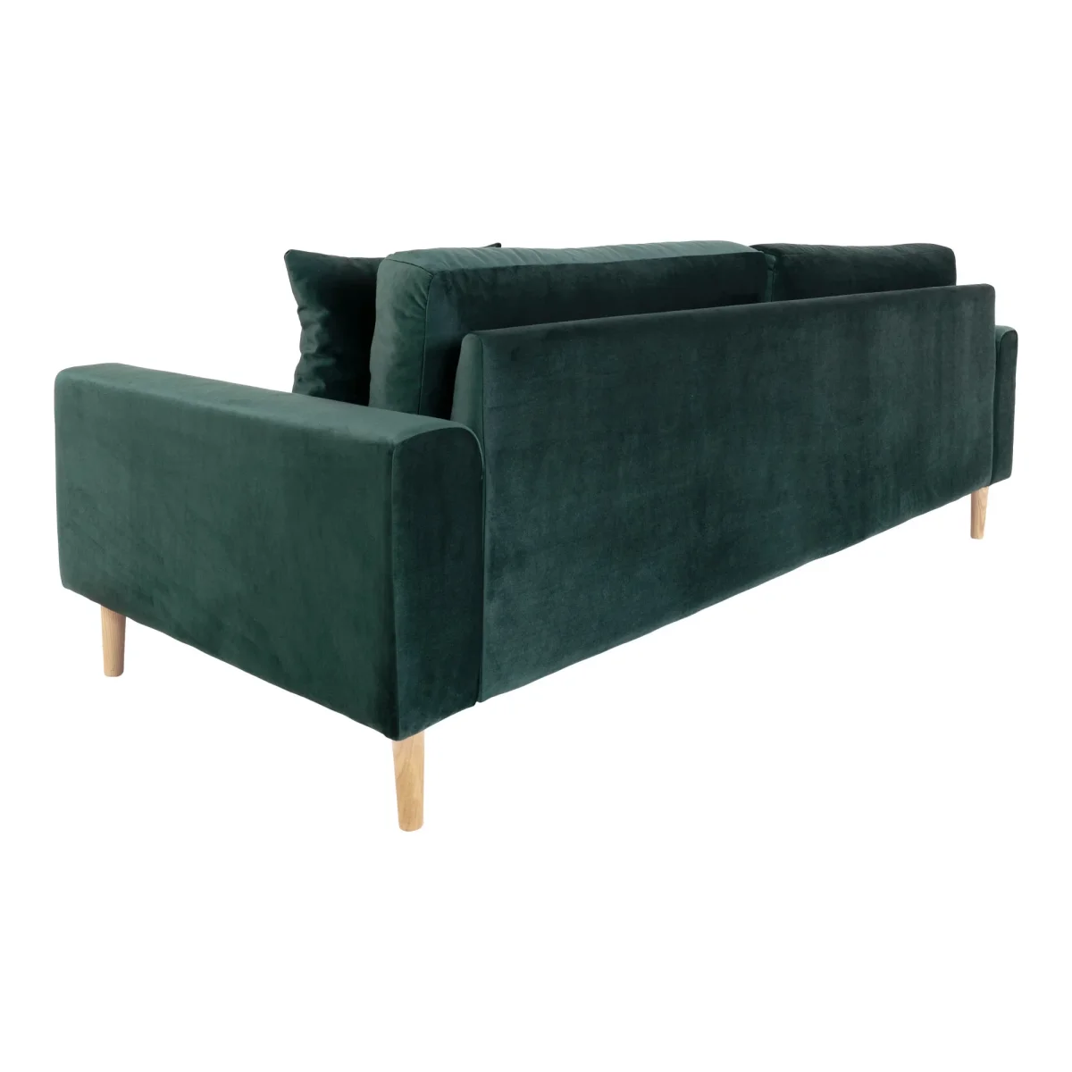 Lido 3 Personers Sofa - 3 Personers Sofa, Mørkegrøn Velour Med To Puder Og Natur Træben Hn1006 - Billede 5