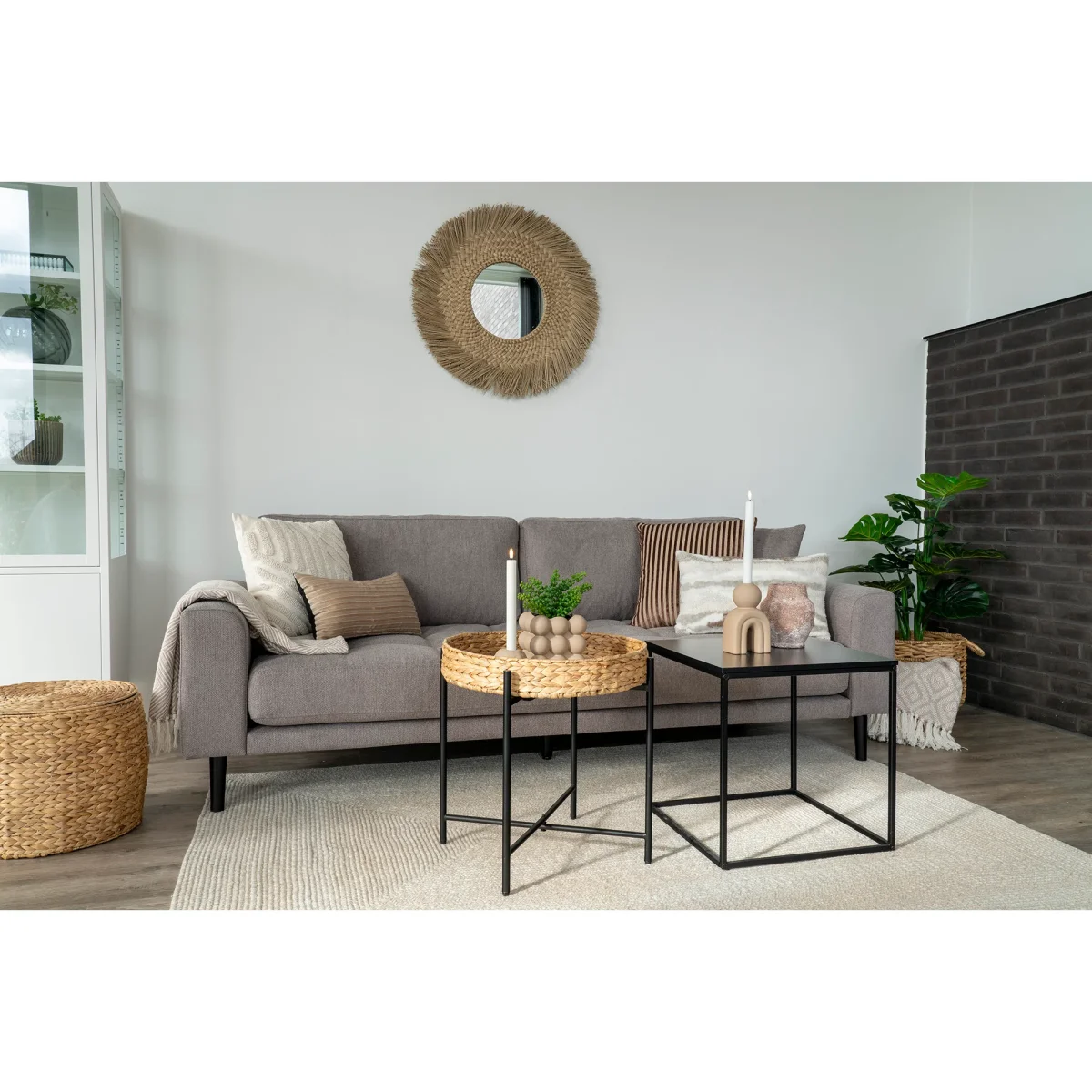 Lido 3 Personers Sofa - 3 Personers Sofa, Stone Med To Puder Og Sorte Træben Hn1030 - Billede 4