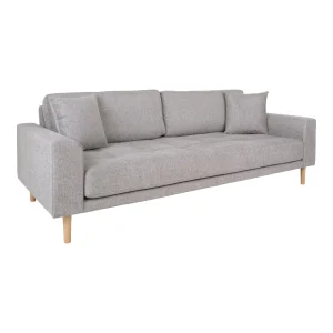 Lido 3 Personers Sofa - 3 Personers Sofa,  Lysegrå Med To Puder Og Natur Træben Hn1040
