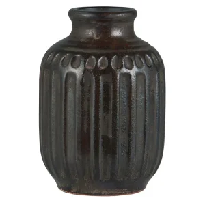 Ib Laursen - "Lea" Vase - ujævn glasur - mørkebrun