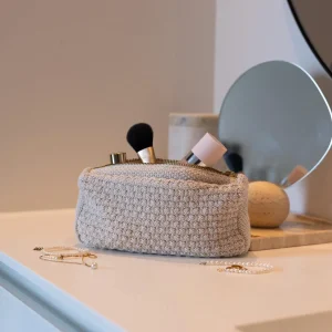PETRA Strikket Toilettaske - Øko GOTS Bomuld - Beige Melange