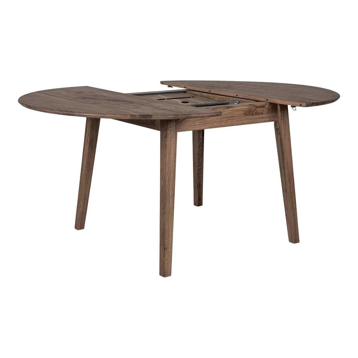 Metz Spisebord - Spisebord, Egetræ, Smoked, Indbyggget Tillægsplade Med Butterflyfunktion Ø118X118-158X75 Cm - Billede 4