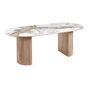 Athens Spisebord - Spisebord, Keramik Bordplade, Hvid/Brun 100X210X76 Cm