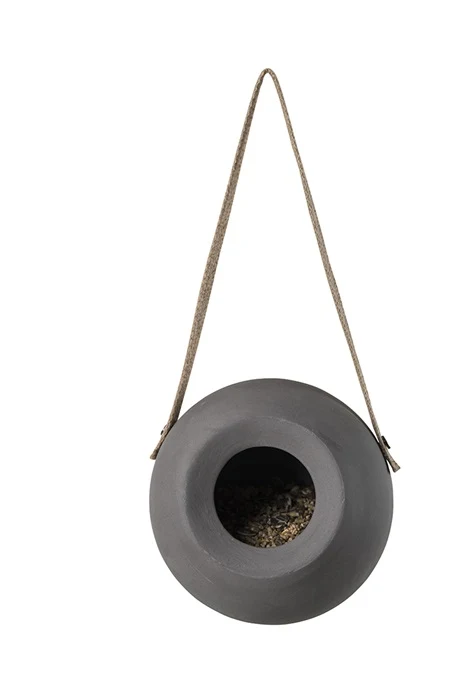 Garden Life - Fuglefoderhus keramisk - grå Ø15 cm