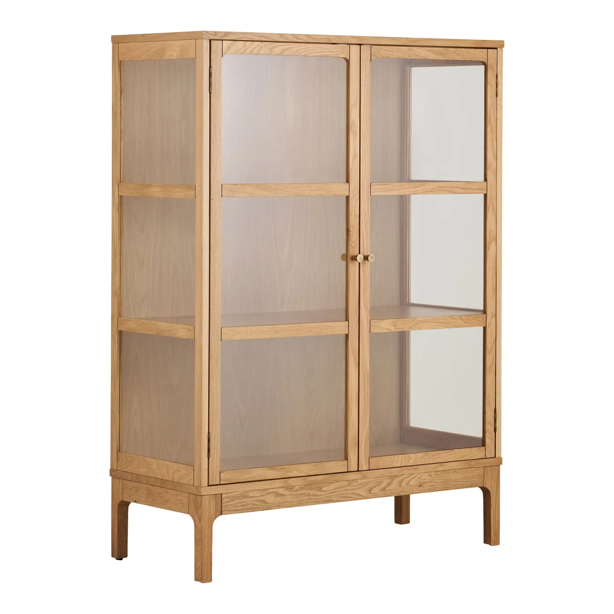 House Nordic - Zamora Vitrineskab, 2 glaslåger, 2 hylder, eg/egefiner/hærdet glas, 40x90x126 cm - Billede 4