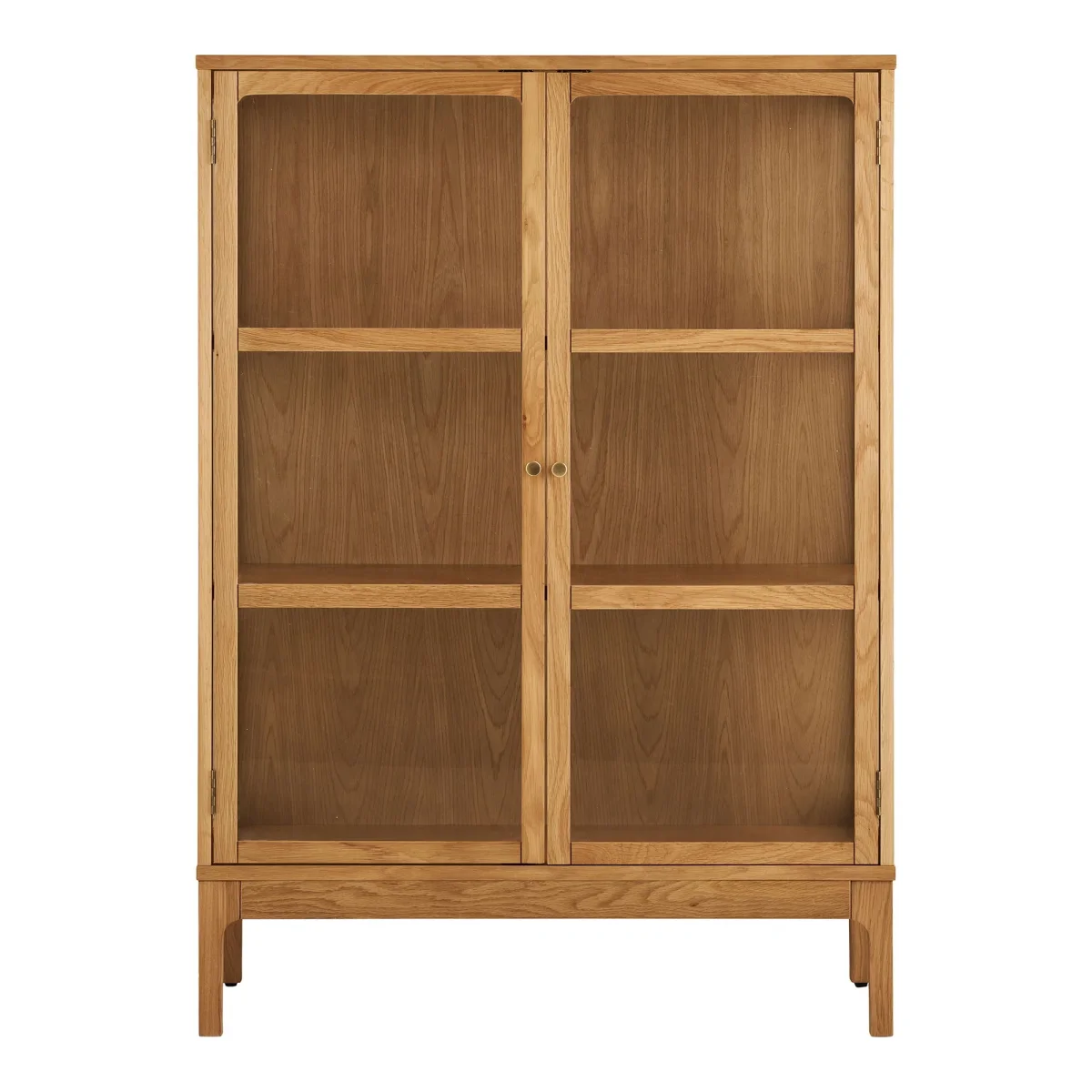 House Nordic - Zamora Vitrineskab, 2 glaslåger, 2 hylder, eg/egefiner/hærdet glas, 40x90x126 cm