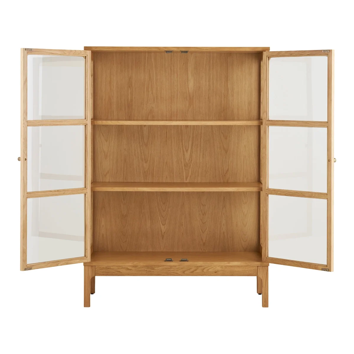 House Nordic - Zamora Vitrineskab, 2 glaslåger, 2 hylder, eg/egefiner/hærdet glas, 40x90x126 cm - Billede 6