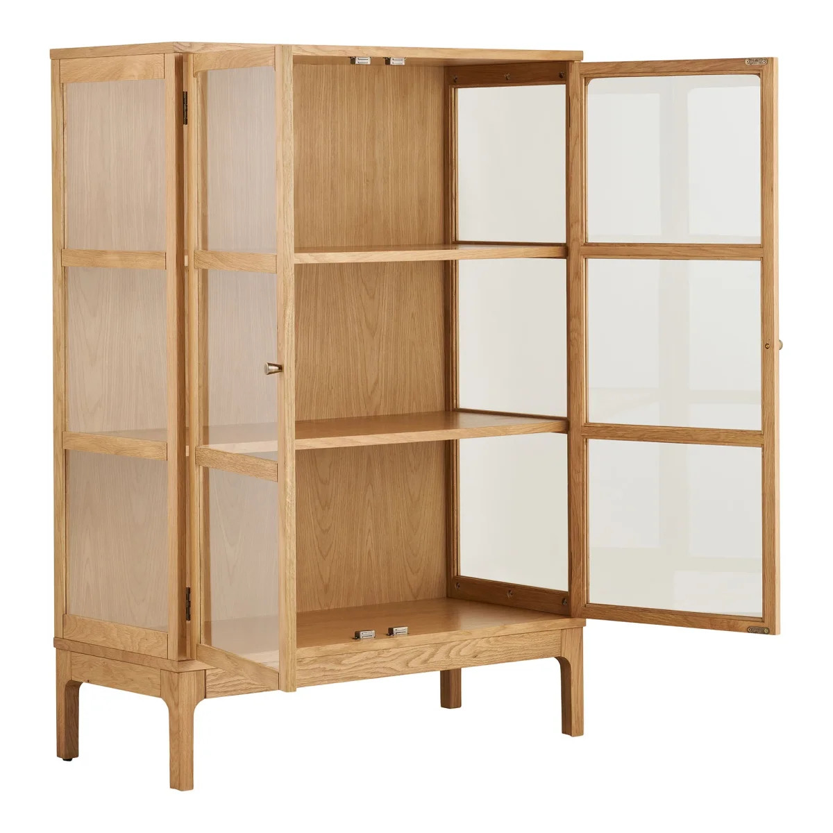 House Nordic - Zamora Vitrineskab, 2 glaslåger, 2 hylder, eg/egefiner/hærdet glas, 40x90x126 cm - Billede 7
