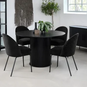 Creston Spisebordsstol, Sort Chenille, 48,5x57x83,5 cm, Sæt af 2