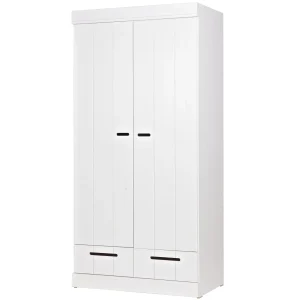 WOOOD - Connect 2-Dørs Skab Skuffer Skydedøre Hvid FSC 195x94x53 cm