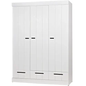 WOOOD - Connect 3-Dørs Skab Skuffer Skydedøre Hvid FSC 195x140x53 cm