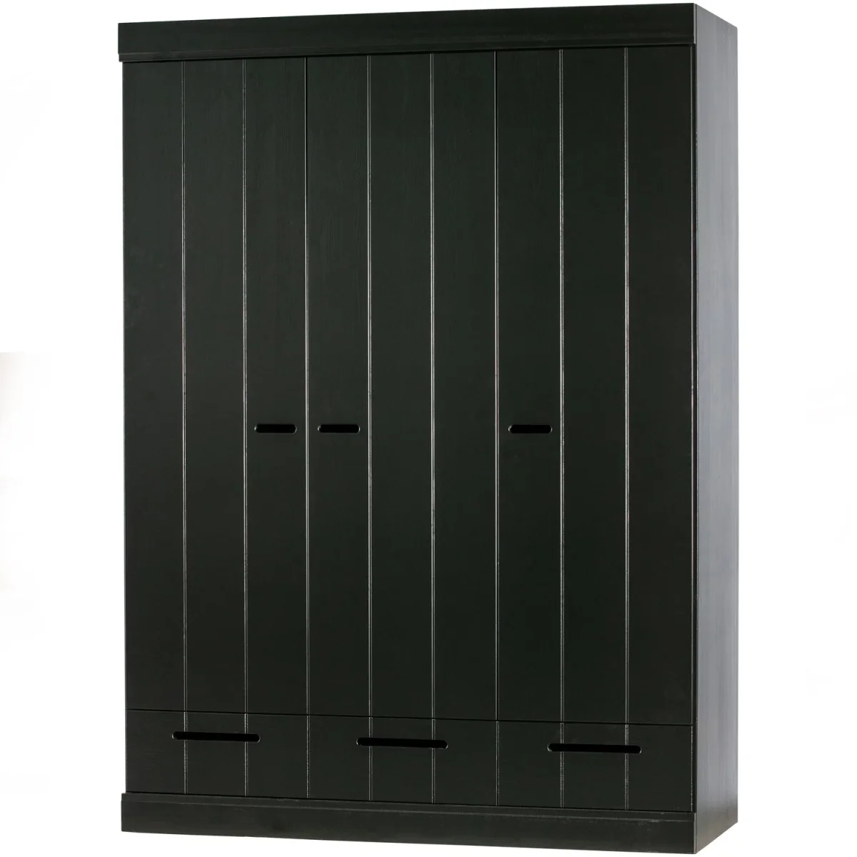 WOOOD - Connect 3-Dørs Skab Skuffer Skydedøre Sort FSC 195x140x53 cm