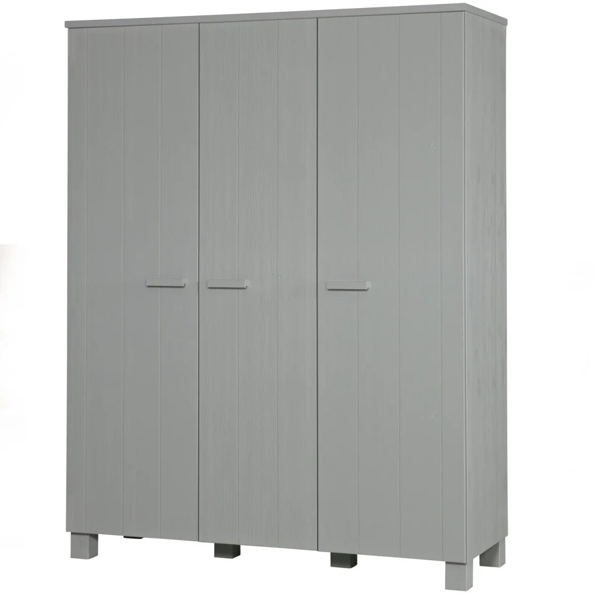 WOOOD - Dennis 3-Dørs Garderobeskab Fyrretræ Betongrå FSC 202x158x55 cm - Billede 5