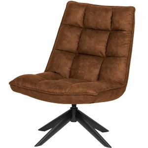 WOOOD - Jouke Drejelig Lænestol Kunstlæder Cognac - 97x70x85 cm