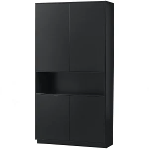 WOOOD - Finca Opbevaringsskab 110 cm Fyr Dyb Sort FSC - 210x110x40 cm