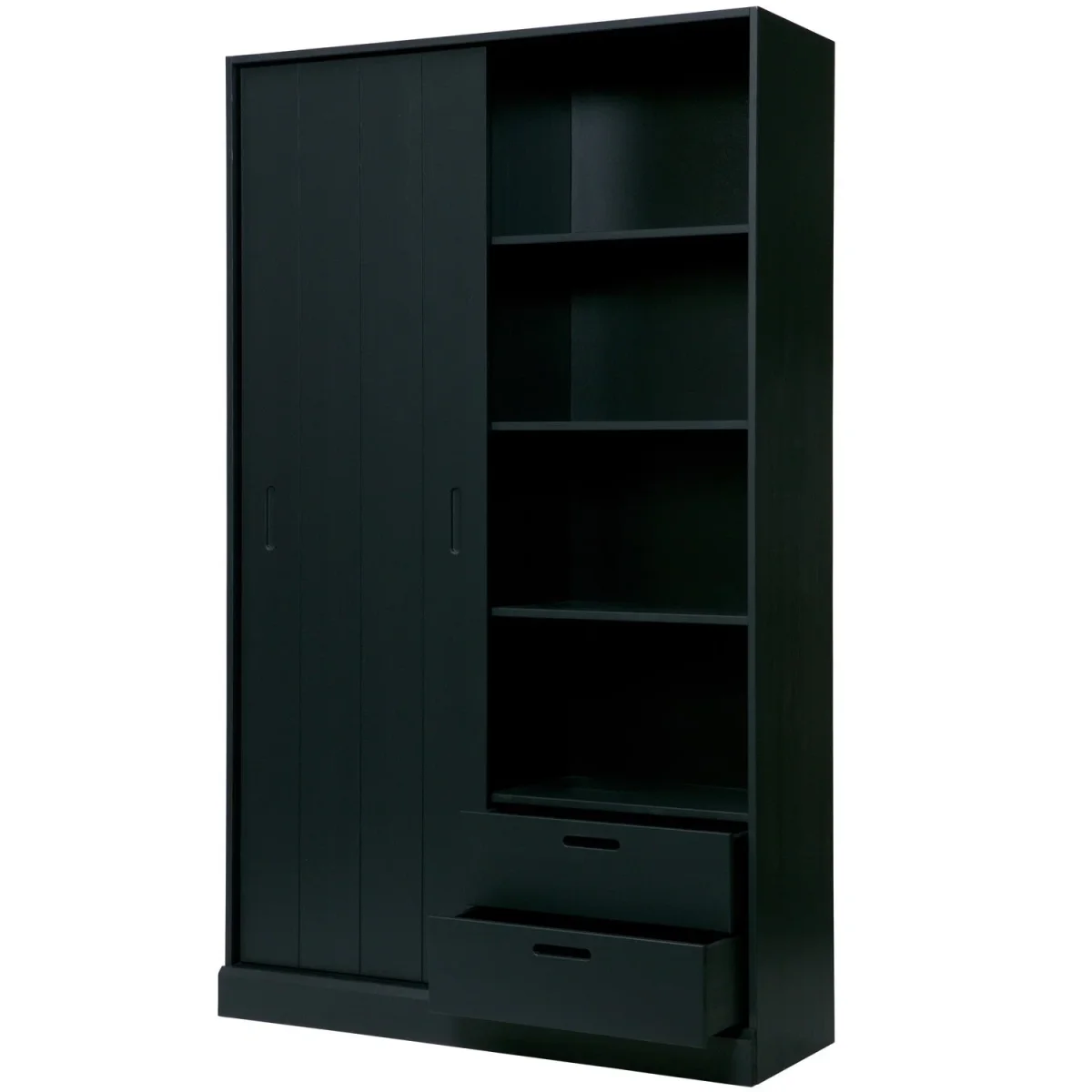 WOOOD - Move Skydedørsskab Fyr Mat Sort FSC - 200x120x42 cm - Billede 2