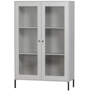 WOOOD Xam Vitrineskab Fyrretræ Cloud Grey FSC - 155x100x40 cm