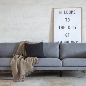 Venture Home - Zoom 3-personers sofa – Sort / Stålgrå stof – 260×80×78 cm