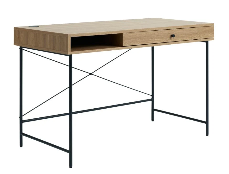 Pensacola Skrivebord, Melamin Egetræs-Look, 120x60x76 cm - Billede 5
