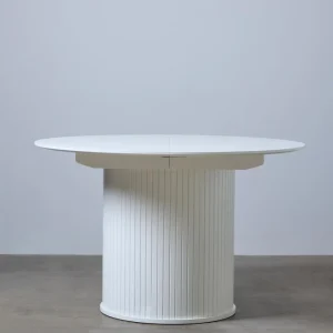 Nola Rundt Spisebord, Hvid, Ø120-167x75 cm, Udvideligt