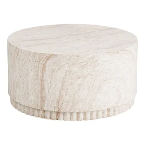 Bonn Sofabord - Sofabord, Rillet Base, Fiberclay, Natur Ø75X37 Cm