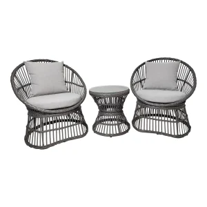 Natal Loungesæt - Loungesæt, Rattan, Grå, Inkl. Hynder