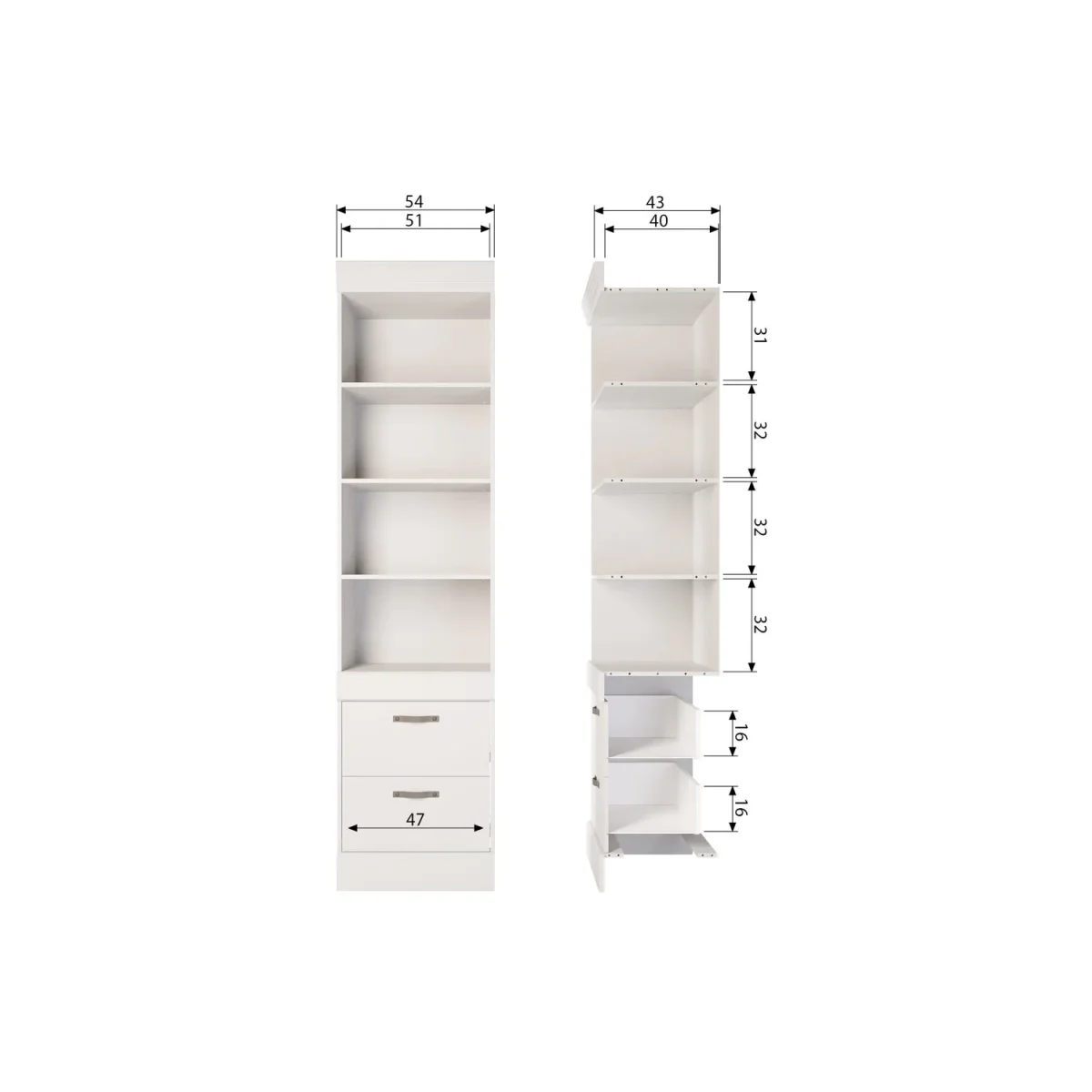 WOOOD Bold Bogreol Fyrretræ Snow White FSC - 215x54x43 cm - Billede 9
