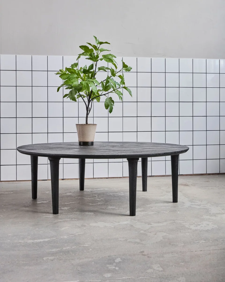 House Doctor - Sofabord Zanzi Ø127cm Mangotræ Sort Rundt Håndlavet - Billede 4