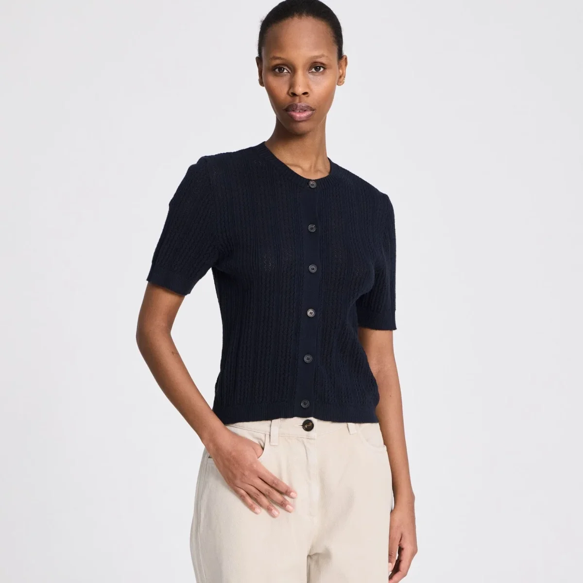 Delia Cardigan - Øko Bomuld - Midnight Blue - Billede 2