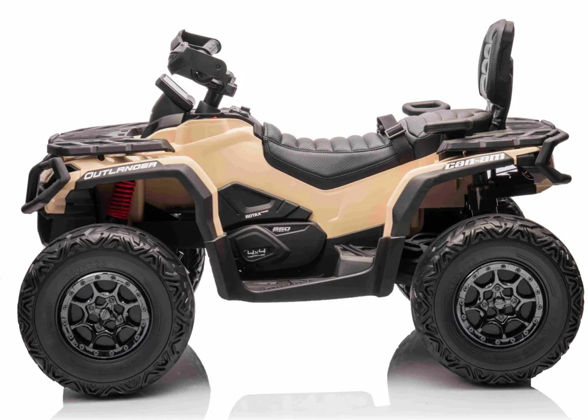 Megaleg - Can-Am Outlander EL ATV 10,8V Khaki, fjernb., 4xMotor, Lædersæde, Gummihj - Billede 6