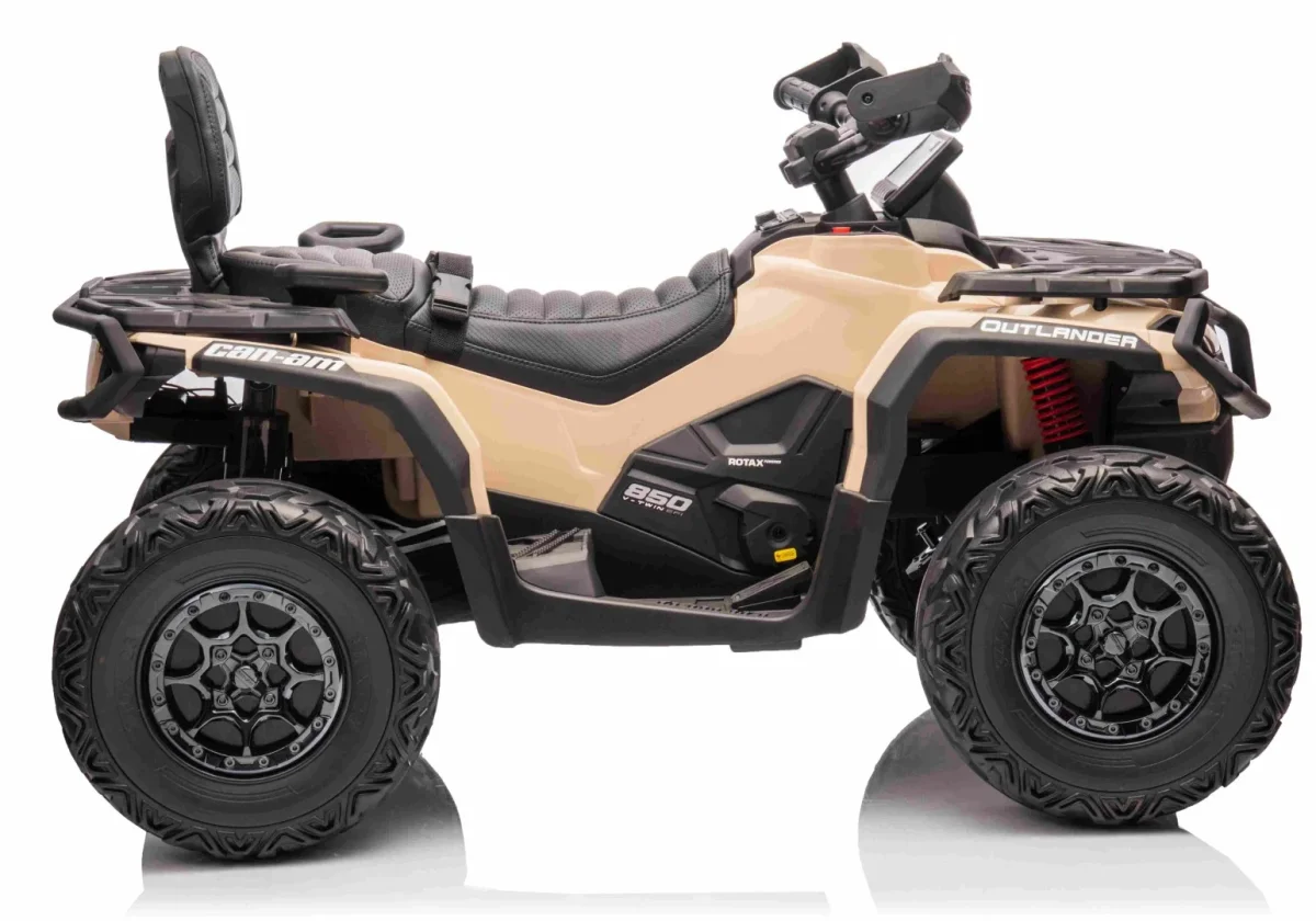 Megaleg - Can-Am Outlander EL ATV 10,8V Khaki, fjernb., 4xMotor, Lædersæde, Gummihj - Billede 4