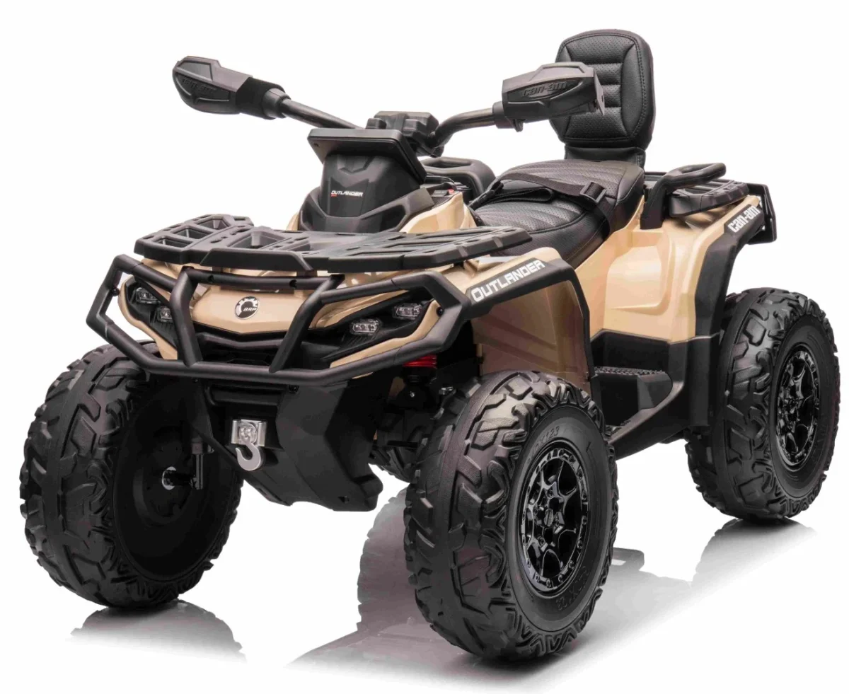 Megaleg - Can-Am Outlander EL ATV 10,8V Khaki, fjernb., 4xMotor, Lædersæde, Gummihj - Billede 2