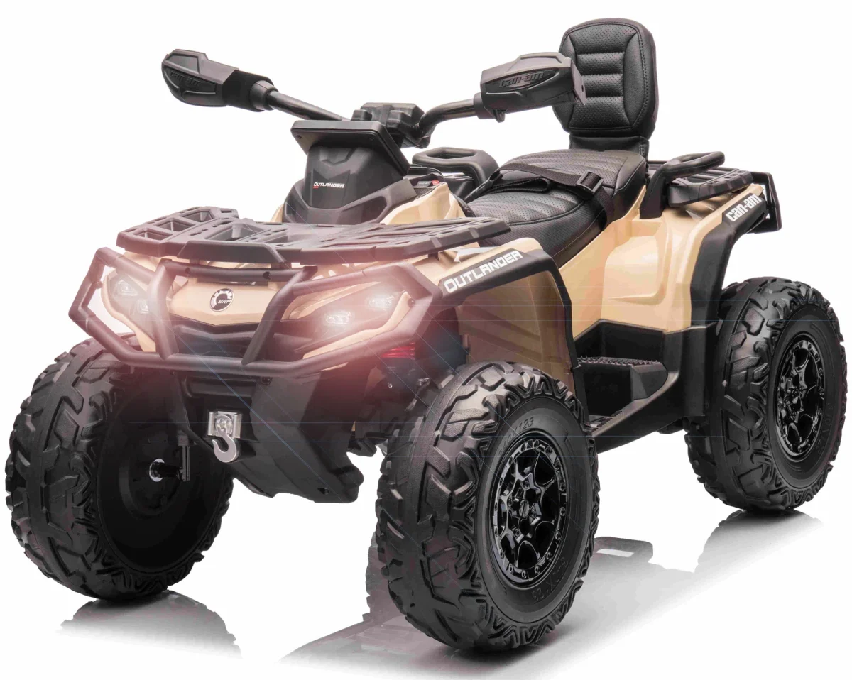 Megaleg - Can-Am Outlander EL ATV 10,8V Khaki, fjernb., 4xMotor, Lædersæde, Gummihj - Billede 8