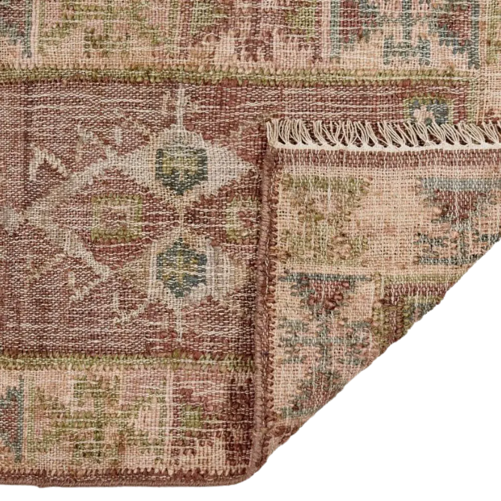 Muscat - Jute Kelim Løber - Cognac/Green/Rose - Billede 5
