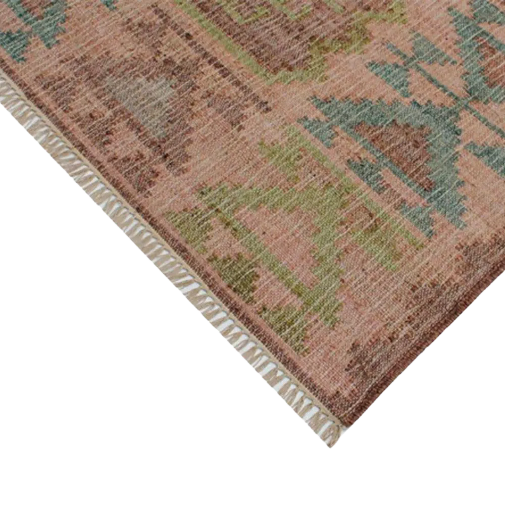 Muscat - Jute Kelim Løber - Cognac/Green/Rose - Billede 6