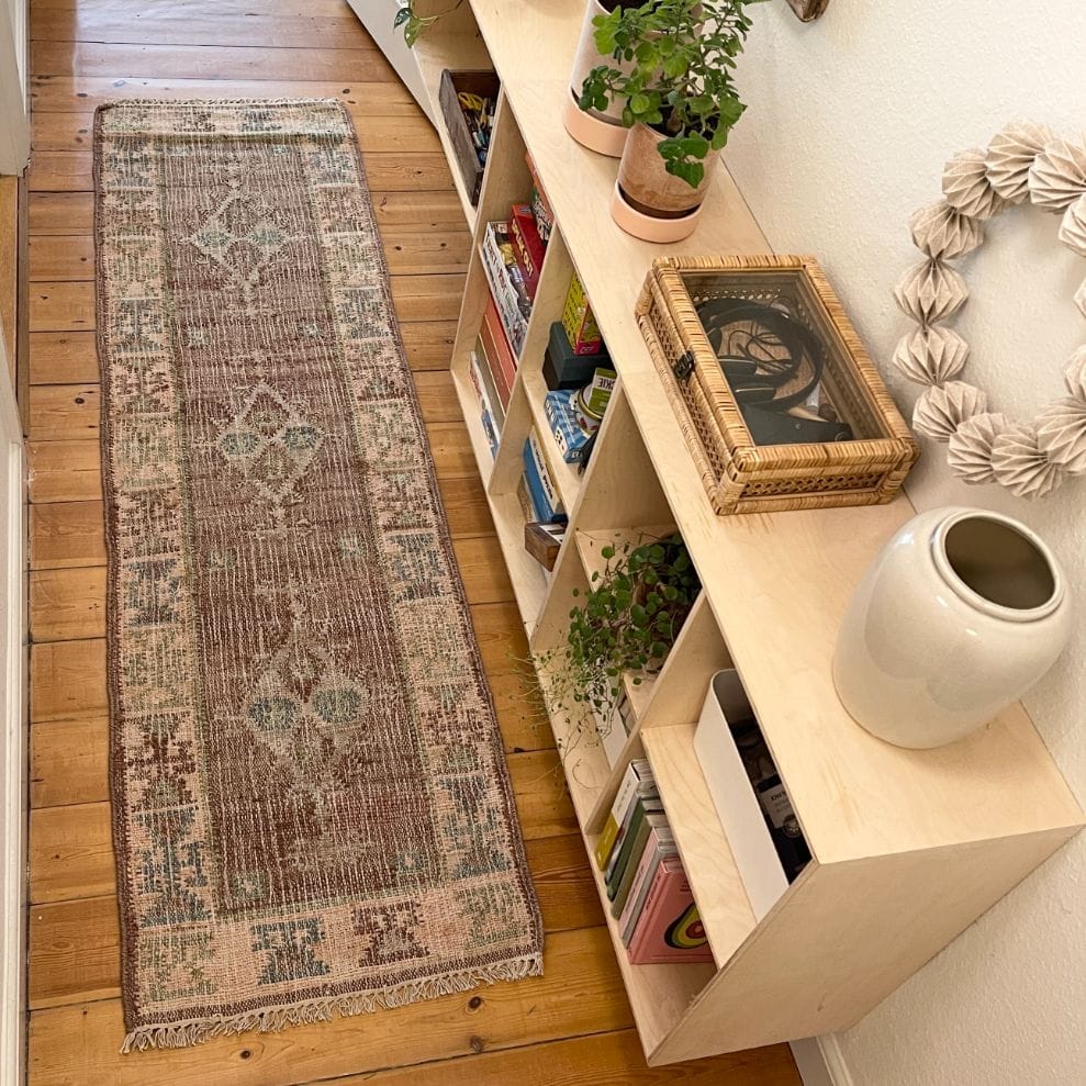 Muscat - Jute Kelim Løber - Cognac/Green/Rose - Billede 9